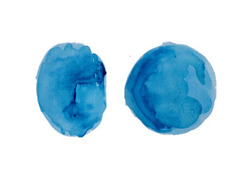 Blue watercolor hand paint texture, isolated on white background. Abstract ultra blue and deep blue watercolor hand painting banner outer of circle shape for decoration artwork.