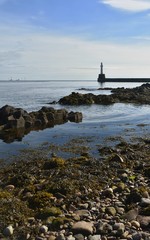 Fototapeta na wymiar Lighthouse at Aberdeen harbour