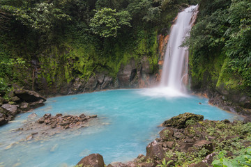 Fototapeta na wymiar Rio Celeste waterfall in Tenorio National Park, Costa Rica