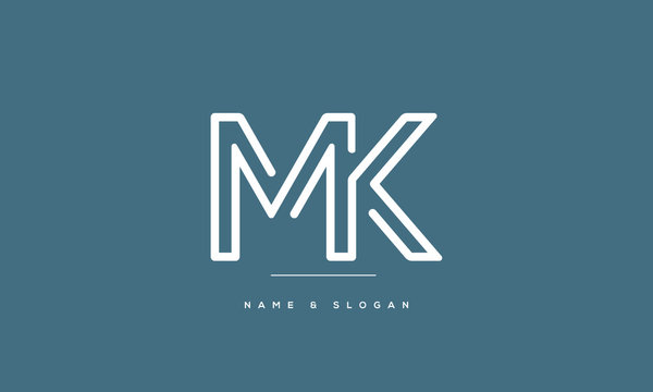 MK,KM ,M ,K  Abstract letters Logo monogram