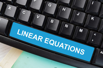 Linear Equations text write on keyboard isolated on laptop background