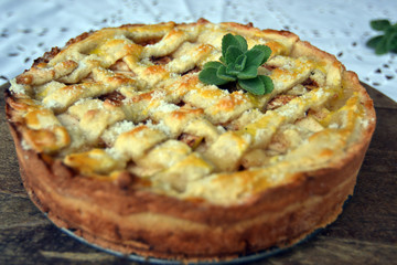 Apple Pie in a wooden plate