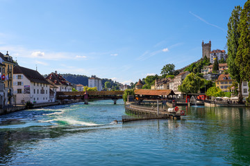 Fototapeta na wymiar City Center of Lucerne in Switzerland on a sunny day - travel photography