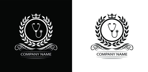clinic logo template luxury royal vector clinic icon company decorative emblem with crown	

