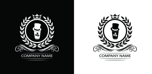 coffee logo template caffeine luxury royal vector company decorative emblem with crown	
