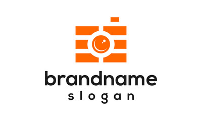 brick camera logo design vector