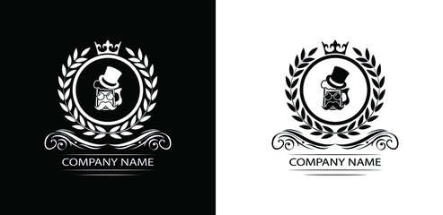 beer, beer pub logo template luxury royal vector company decorative emblem with crown