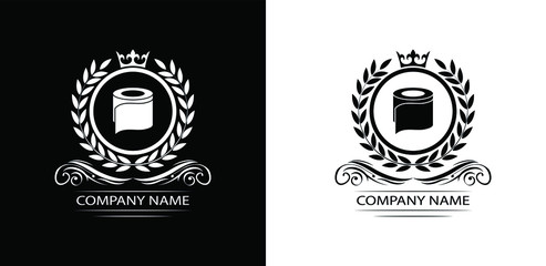 toliet paper logo template luxury royal vector company decorative emblem with crown