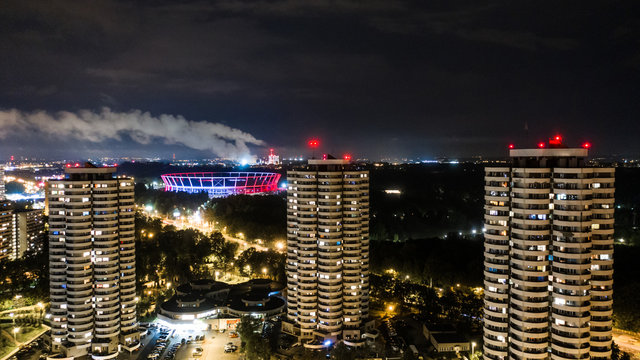 Katowice- Panorama nocna - osiedle tysiąclecia - widok na stadion