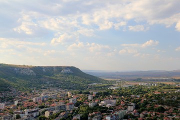 View of Provadia (Bulgaria) from a height in the evening