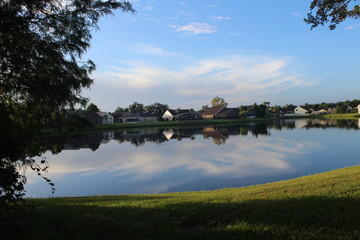 Fototapeta na wymiar A lake in a community.