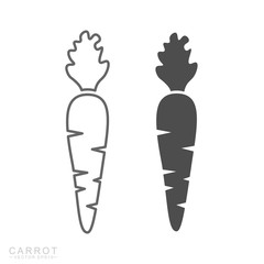 Carrot flat and line icons. Isolated vector illustration.