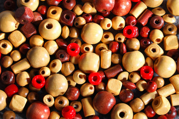 Red and tan and brown beads