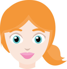 Vector illustration of the face of a girl with red hair