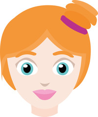 Vector illustration of the face of a girl with red hair