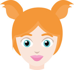 Vector illustration of the face of a girl with red hair