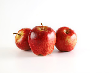 Various shapes of red apple isolated on white background for clipping