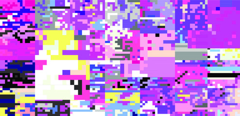 Abstract pixelated background with flickers and datamoshing effect. Vaporwave and cyberpunk style aesthetics.