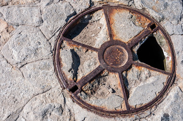 rusty wheel on the floor