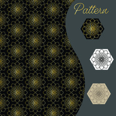pattern gold color vintage and Thai Line vector design