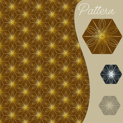 pattern gold color vintage and Thai Line vector design