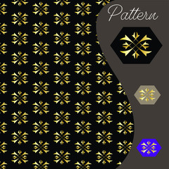 pattern gold color vintage and Thai Line vector design