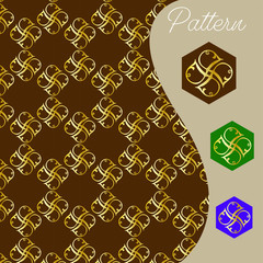 pattern gold color vintage and Thai Line vector design