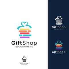 Gift Shop Logo Design Concept Vector, Template, Colorful, Emblem, Design Concept. vector logo box with gifts