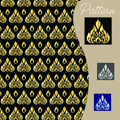 pattern gold color vintage and Thai Line vector design