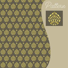 pattern gold color vintage and Thai Line vector design