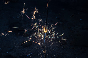 sparkler on the black background