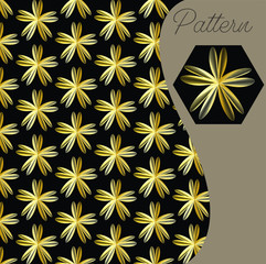 pattern gold color vintage and Thai Line vector design