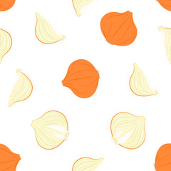 Onion. Seamless Vector Patterns on White