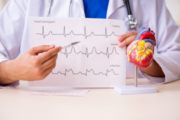 Young male doctor cardiologist working in the clinic