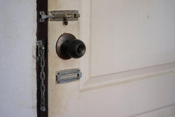 Inner chamber door There are doorknobs, room latches, and door locks