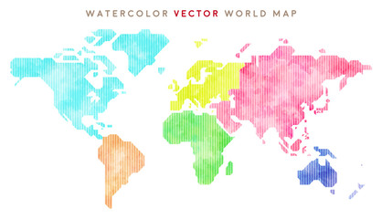 colorful hand drawn world map (vector) : striped