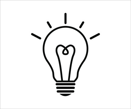 Vector icon set of light bulb, idea bulb, solution, thinking, electricity flat icon concept, light bulb icon with outline an fill, flat design concept