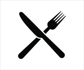 Vector icon set of khife and fork, plate with knife and fork, restaurant icon, vector illustration of knife, fork, spoon and plate, flat icon concept