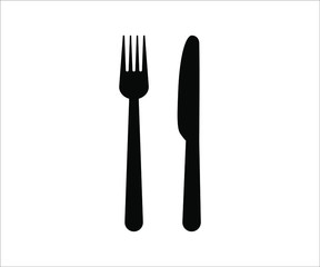 Vector icon set of khife and fork, plate with knife and fork, restaurant icon, vector illustration of knife, fork, spoon and plate, flat icon concept