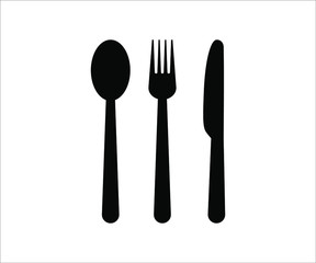 Vector icon set of khife and fork, plate with knife and fork, restaurant icon, vector illustration of knife, fork, spoon and plate, flat icon concept