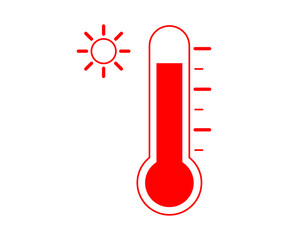 Vector illustration icon of thermometer, flat vector icon of temperature, medical thermometer, Weather icon, hot and cold climate icon, icons for web and mobile app design.