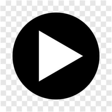 Black play button in front of a transparent background