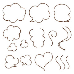 湯気・煙の線画ワンポイントセット　鍋　ほかほか　あつあつ　ホット　たばこの煙