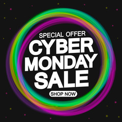 Cyber Monday Sale, special offer, banner design template, vector illustration