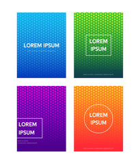 Set of colorful modern vector duotone gradient background textures with hexagonal pattern for commercials, flyers,  poster,  brichure or cover design. 
