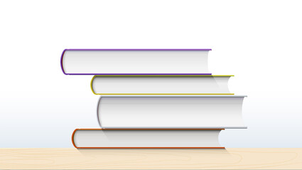 Realistic stack of books isolated on white background. Vector 3d illustration.