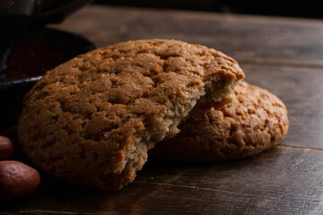 Cereal cookies on the old wooden table