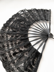 vintage black lace hand fan prop for flamingo dancing