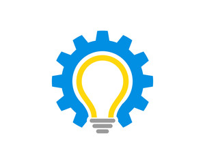 Abstract light bulb and surrounding gears