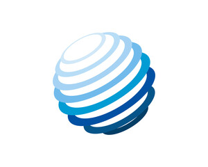 Abstract sphere with blue ribbon